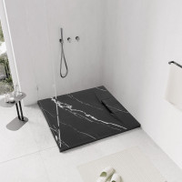 Sprchová SMC vanička REA Bazalt CARRARA BLACK 90x90 cm - imitácia kameňa - čierna