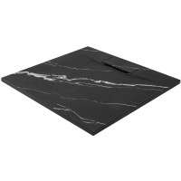 Sprchová SMC vanička REA Bazalt CARRARA BLACK 90x90 cm - imitácia kameňa - čierna