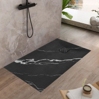 Sprchová SMC vanička REA MAGNUM CARRARA BLACK 80x100 cm - imitácia kameňa - čierna