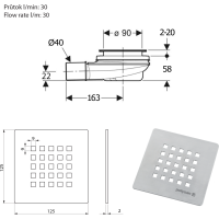 Polysan TRENECA vaničkový sifón, priemer otvoru 90mm, DN40, krytka sivá mat 84999.31