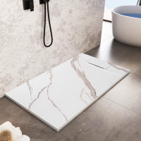 Sprchová SMC vanička REA Bazalt CARRARA WHITE 90x120 cm - imitácia kameňa - biela