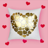 Obliečka na vankúš GOLD LOVE VELVET Hearts 40x40 cm - biela/zlatá