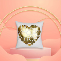 Obliečka na vankúš GOLD LOVE VELVET Hearts 40x40 cm - biela/zlatá