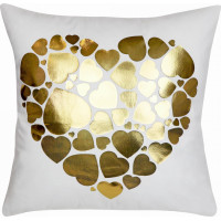 Obliečka na vankúš GOLD LOVE VELVET Hearts 40x40 cm - biela/zlatá