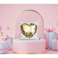 Obliečka na vankúš GOLD LOVE VELVET Hearts 40x40 cm - biela/zlatá