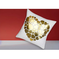Obliečka na vankúš GOLD LOVE VELVET Hearts 40x40 cm - biela/zlatá