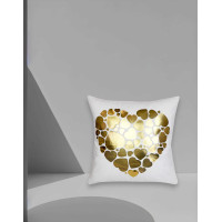 Obliečka na vankúš GOLD LOVE VELVET Hearts 40x40 cm - biela/zlatá