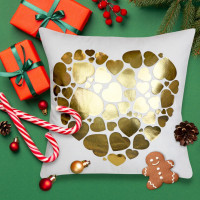 Obliečka na vankúš GOLD LOVE VELVET Hearts 40x40 cm - biela/zlatá