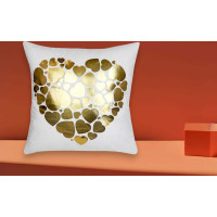 Obliečka na vankúš GOLD LOVE VELVET Hearts 40x40 cm - biela/zlatá