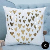 Vankúš GOLDEN LOVE VELVET Hearts 40x40 cm - biely / zlatý