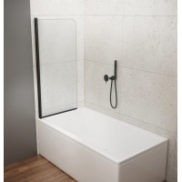 Aqualine VILMA vaňová zástena 600x1400mm, čierna, číre sklo AQ6014B