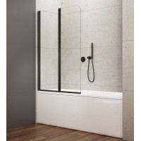 Aqualine WILA vaňová zástena 900x1400 mm skladacia, čierna, číre sklo AQ5742B