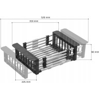 Odkvapkávací teleskopický kôš na drez REA 31-52 x 22,5 cm - šedý