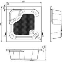 Aqualine Sprchová vanička akrylátová, štvorec 90x90x30cm, vrátane nožičiek C99
