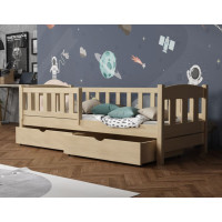 Detská posteľ z masívu borovice BEN so šuplíkmi - 200x90 cm - PRÍRODNÁ BOROVICA