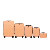 Moderné cestovné kufre SWAN - set KK+XS+S+M+L - broskyňová oranžová