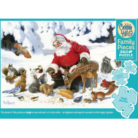 COBBLE HILL Rodinné puzzle Santa so zvieracími priateľmi 350 dielikov
