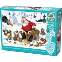 COBBLE HILL Rodinné puzzle Santa so zvieracími priateľmi 350 dielikov