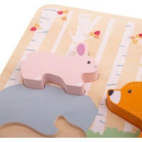 Bigjigs Baby Drevené puzzle Woodland