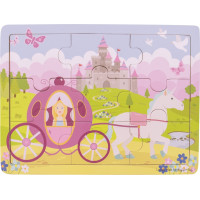 Bigjigs Toys Drevené puzzle princezná s kočiarom