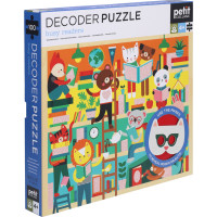 Petit Collage Puzzle knižnica 100 ks s 3D okuliarmi