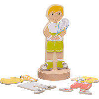 Bigjigs Toys Magnetické obliekacie puzzle športové aktivity