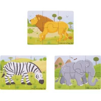 Bigjigs Toys Puzzle 3v1 safari zvieratká