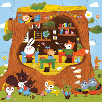 Mudpuppy Podlahové puzzle Lesná škôlka s tvarovanými dielikmi 25 dielikov