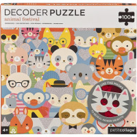 Petit Collage Puzzle zvieratká 100 ks s 3D okuliarmi