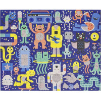 Petit Collage Puzzle príšerky 100 ks s 3D okuliarmi