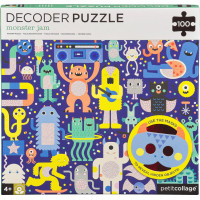 Petit Collage Puzzle príšerky 100 ks s 3D okuliarmi