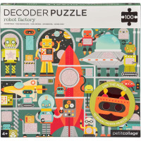 Petit Collage Puzzle roboti 100 ks s 3D okuliarmi