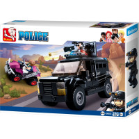 Sluban Polícia M38-B0653 SWAT vyzbrojený automobil a zlodej na 4-kolke