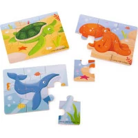 Bigjigs Toys Puzzle 3v1 morské zvieratká