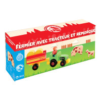 Jeujura Drevené figúrky k stavebniciam Farmár s traktorom 7 dielov