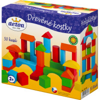 Detoa Drevená stavebnica kocky 50 ks