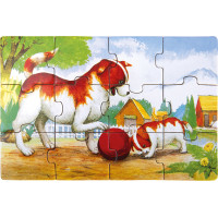 Bino Drevené puzzle v krabičke zvieratka