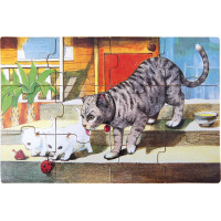 Bino Drevené puzzle v krabičke zvieratka
