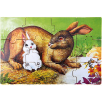 Bino Drevené puzzle v krabičke zvieratka