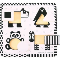 Bigjigs Toys Drevené vkladacie puzzle čiernobiele tvary 1