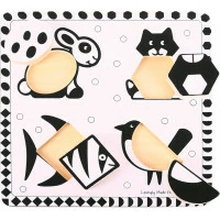 Bigjigs Toys Drevené vkladacie puzzle čiernobiele tvary 2