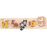 Bigjigs Baby Drevené vkladacie puzzle domáce zvieratá