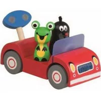 Detoa Drevené auto červené - Krtko na výlete