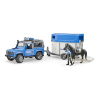Bruder Policajný Land Rover s prepravníkom na koňa a policajtom