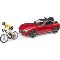 Bruder Športové auto Dodge s figúrkou cyklistky a okolo