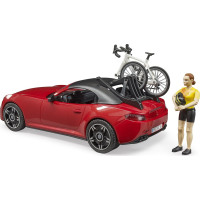 Bruder Športové auto Dodge s figúrkou cyklistky a okolo
