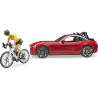 Bruder Športové auto Dodge s figúrkou cyklistky a okolo