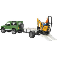 Bruder LAND ROVER + prepravník, mikrobager JCB