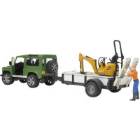 Bruder LAND ROVER + prepravník, mikrobager JCB