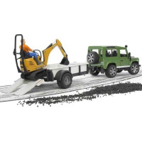 Bruder LAND ROVER + prepravník, mikrobager JCB